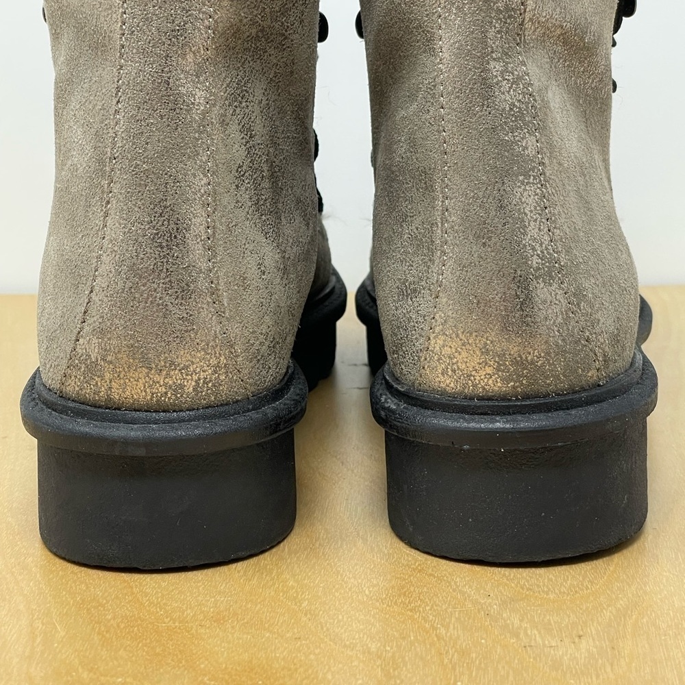 Seychelles Gold Metallic Leather/Faux Fur Cooperation Combat Boots Size 7 - Picture 5 of 10